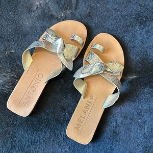 Antonio Melani gold bow sandals